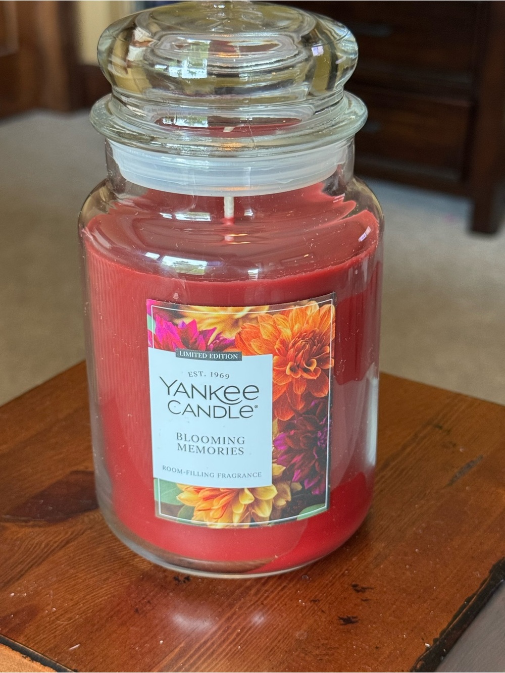 Yankee Candle Blooming Memories Red Glass Jar Candle